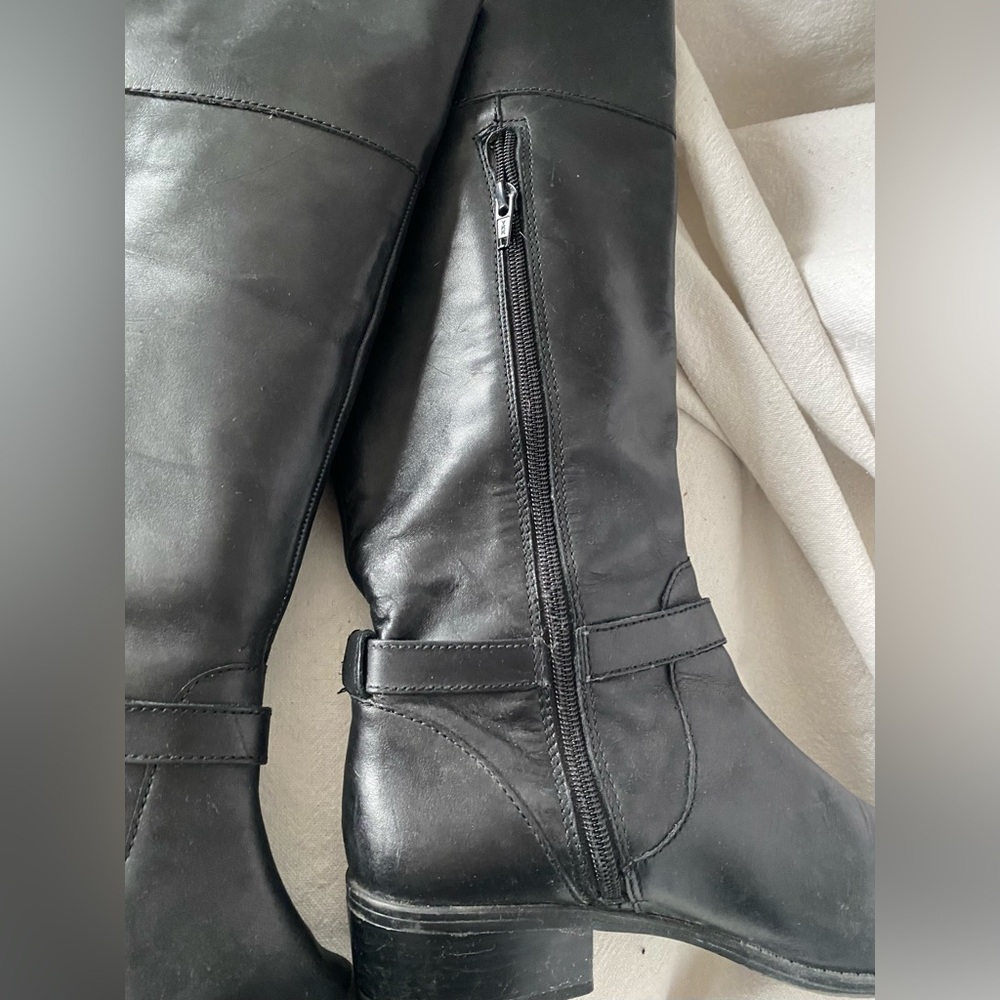 Classic Equestrian Black Leather Lauren Ralph Lauren Knee-High Riding Boots - Picture 4 of 12
